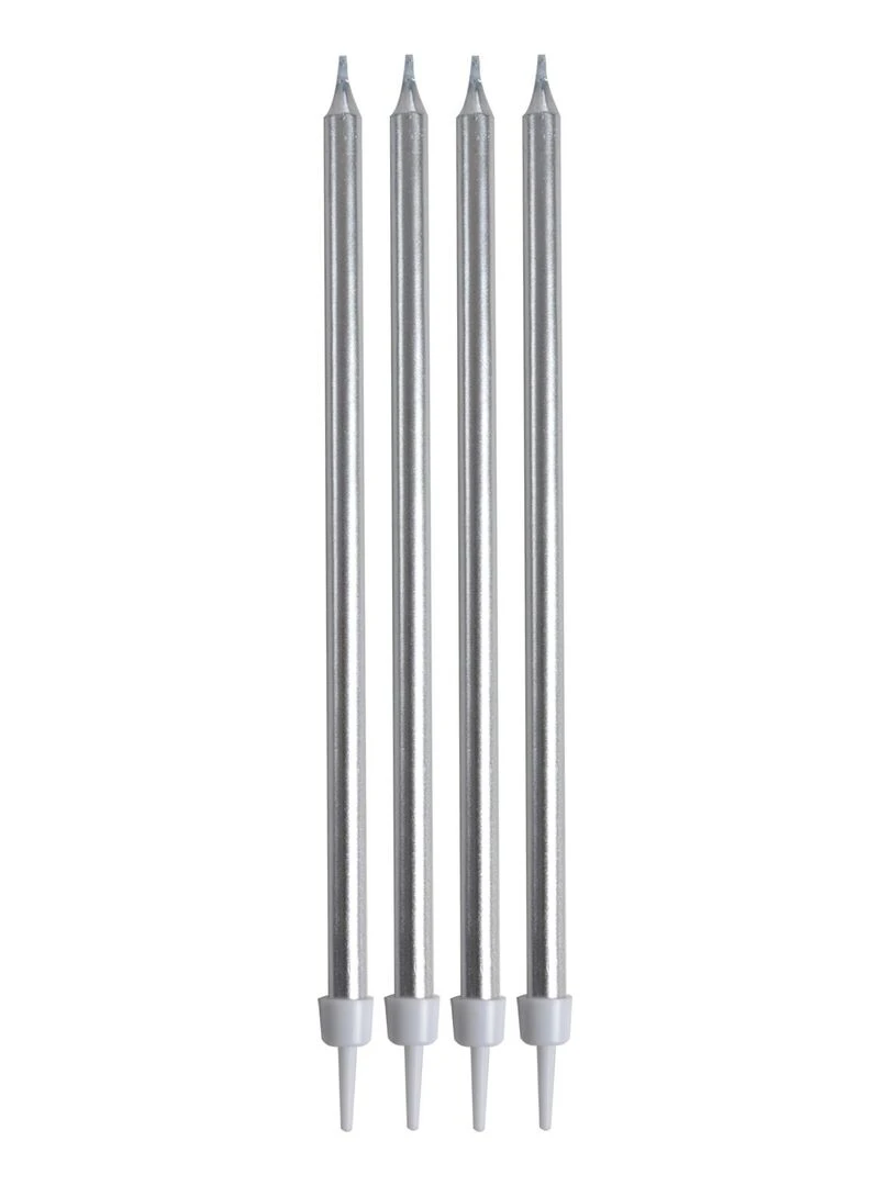 Set de 16 longues bougies d anniversaire Argent