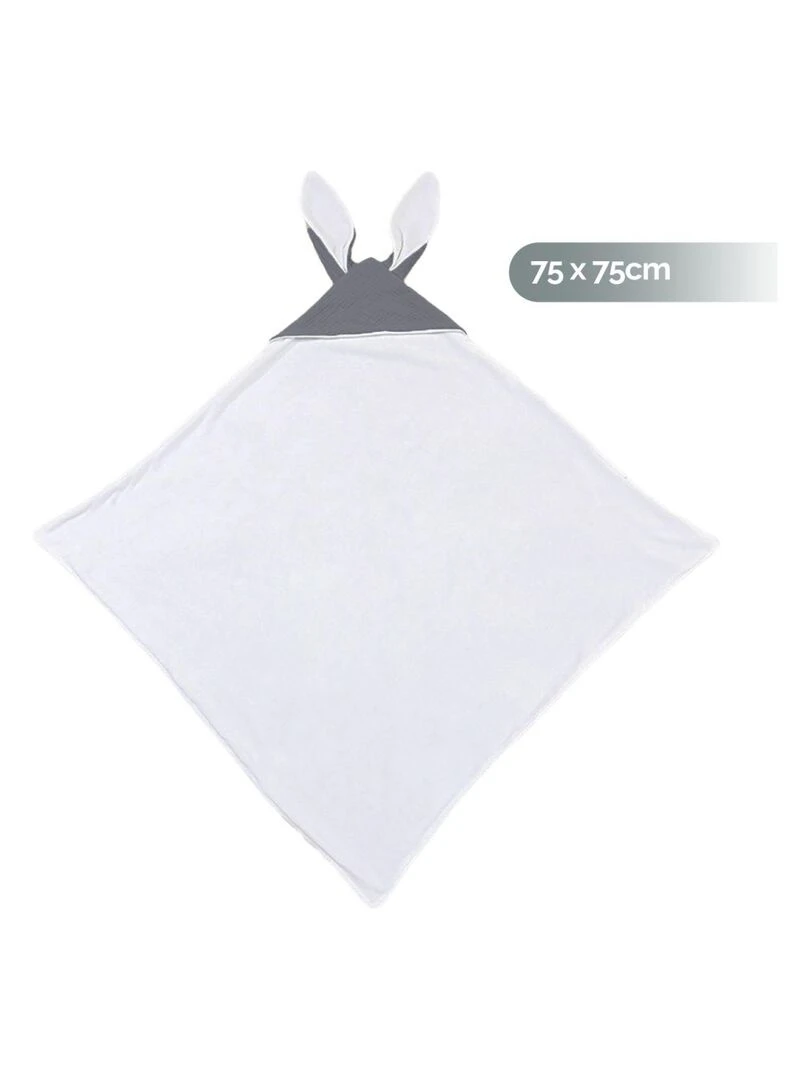 Cape sortie de bain intérieur 100 % coton Lapin Monsieur Bébé Gris