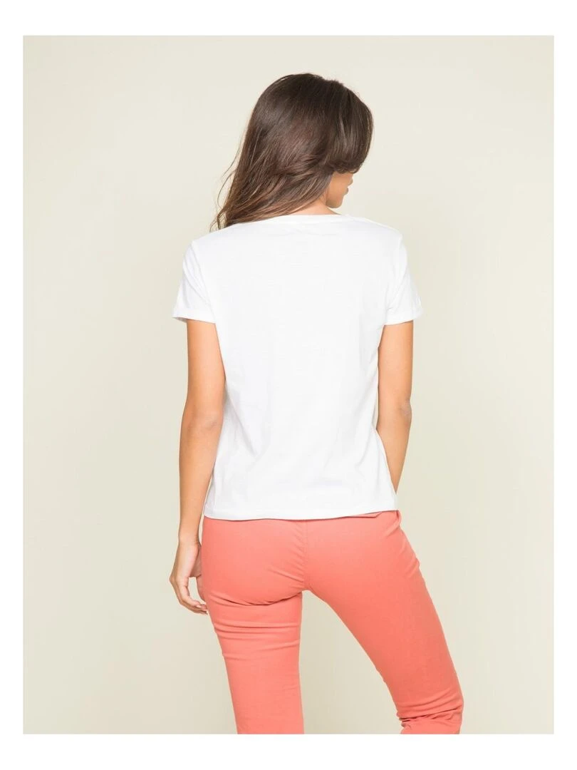 T shirt col rond message FINA Blanc