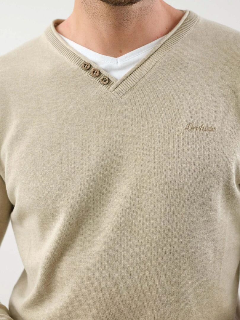 Pull basique en maille pour homme 'Deeluxe'   Beige argile