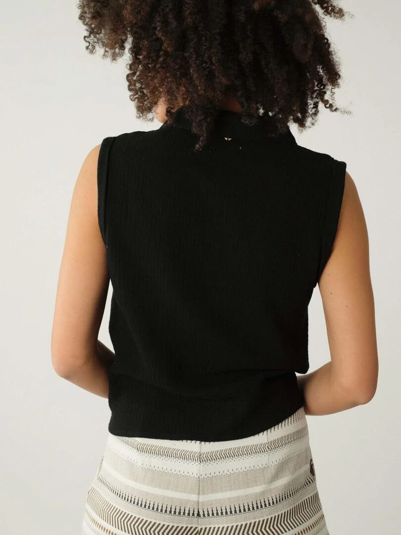 Chemise à manches courtes à revers pour femme 'Deeluxe'   Noir