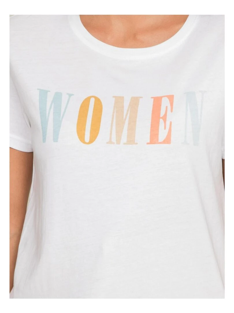 T shirt col rond message FRECHOU   Blanc