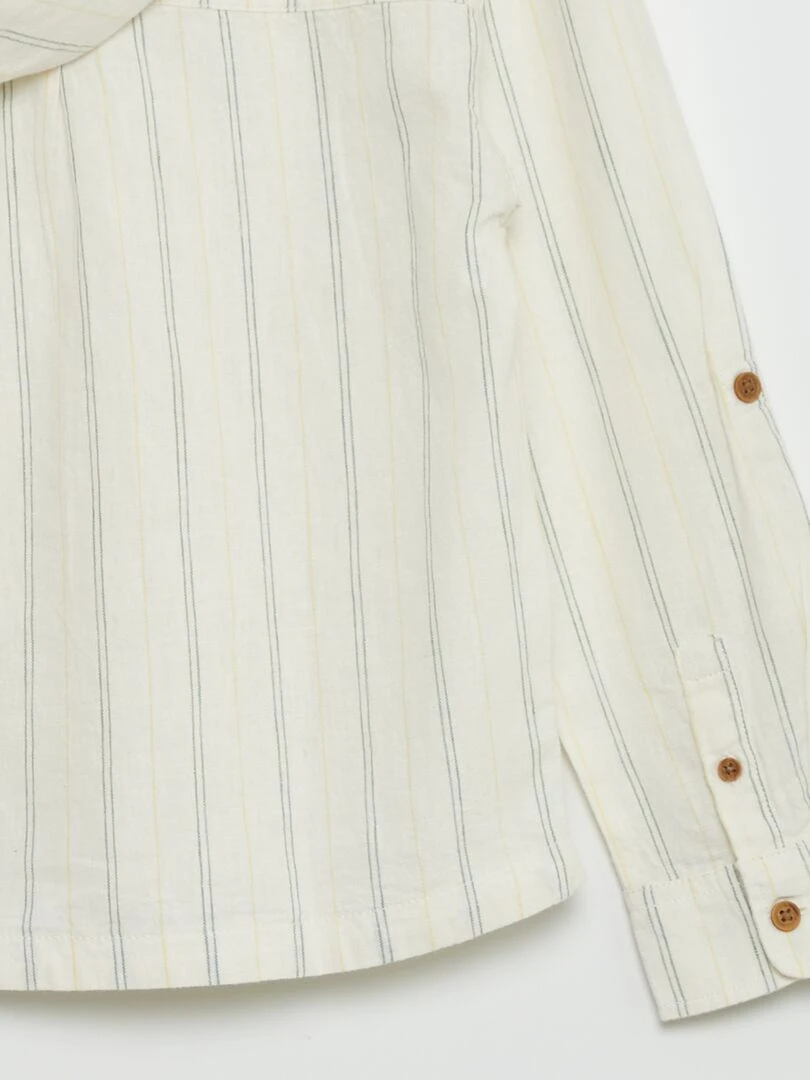 Chemise en lin et coton   Blanc