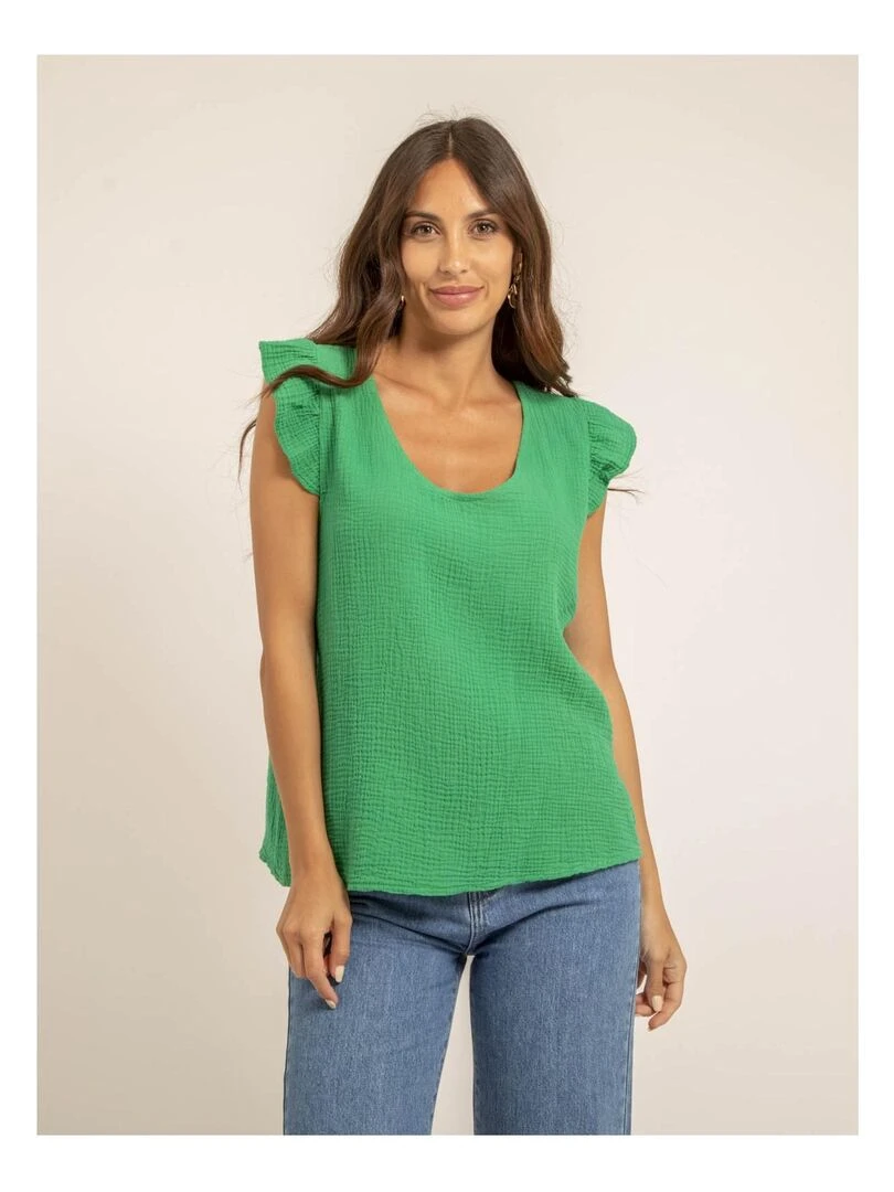 Top gaze de coton FAMELIE Vert