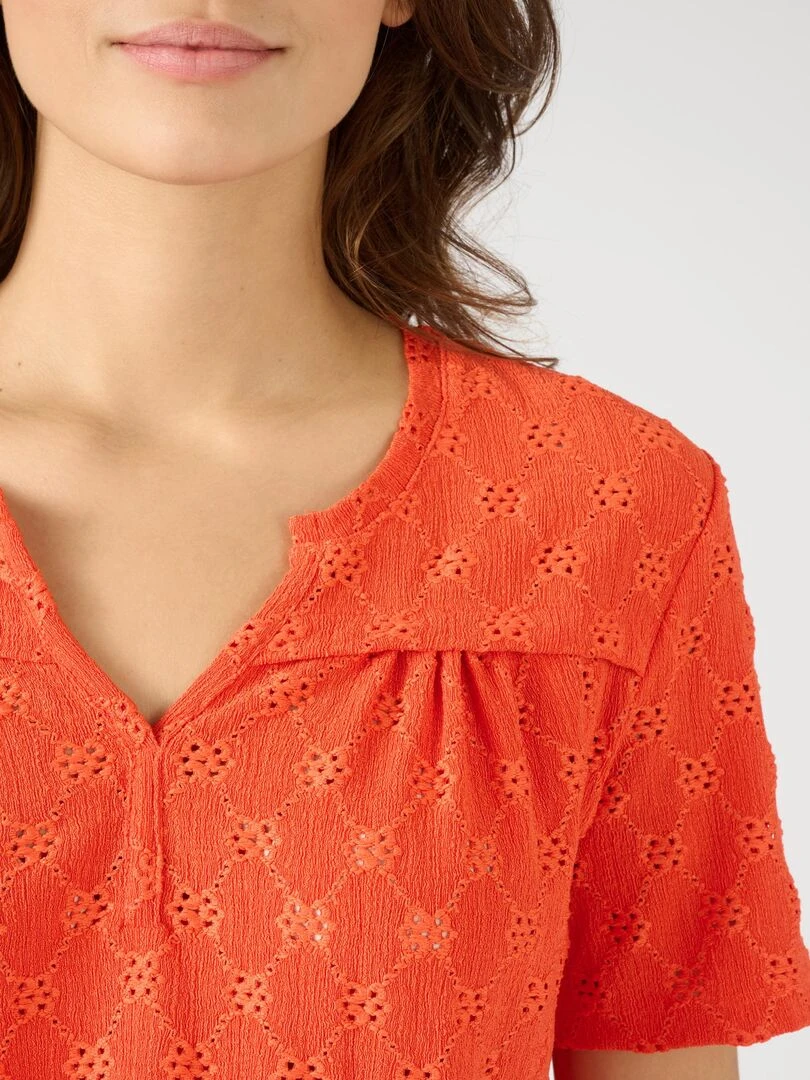 Tee shirt en maille fantaisie Damart Rouge