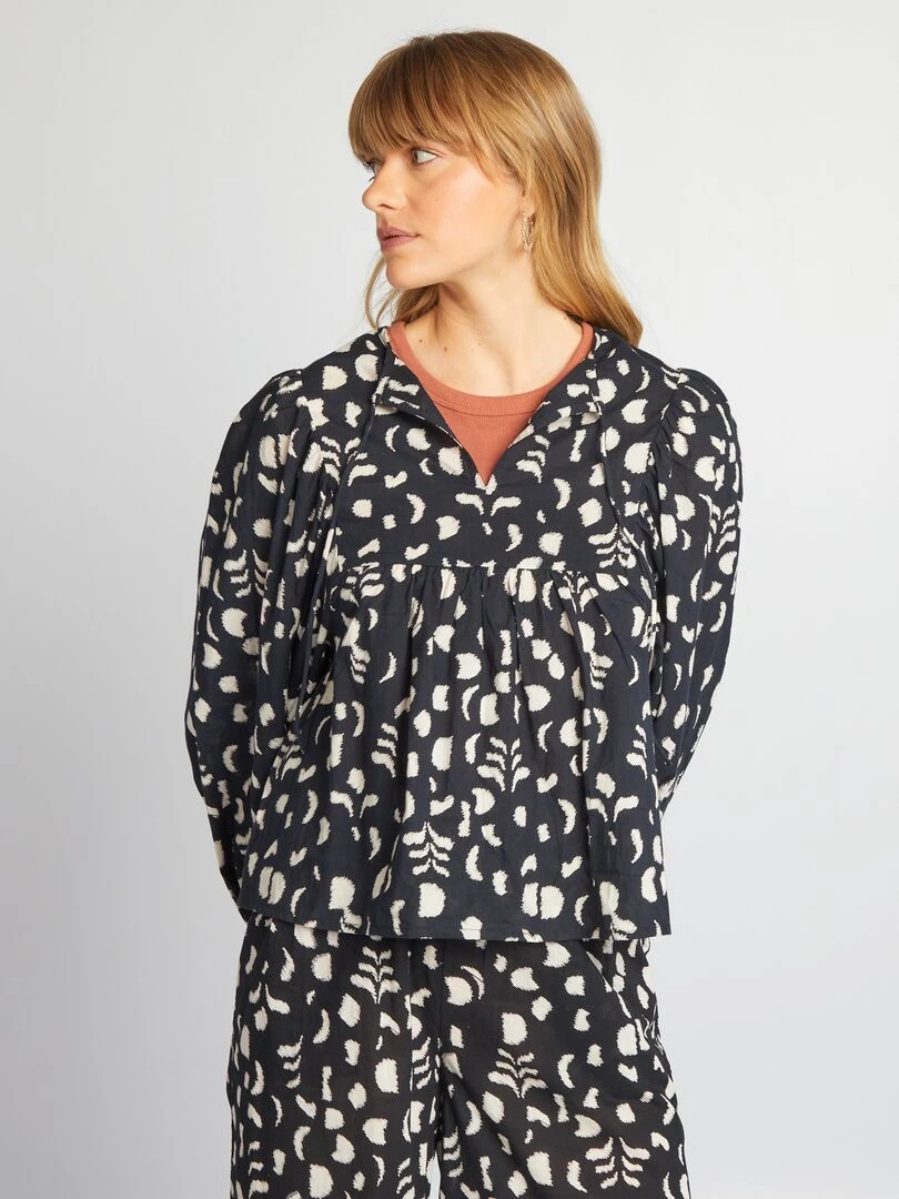 Blouse en voile de coton   Noir