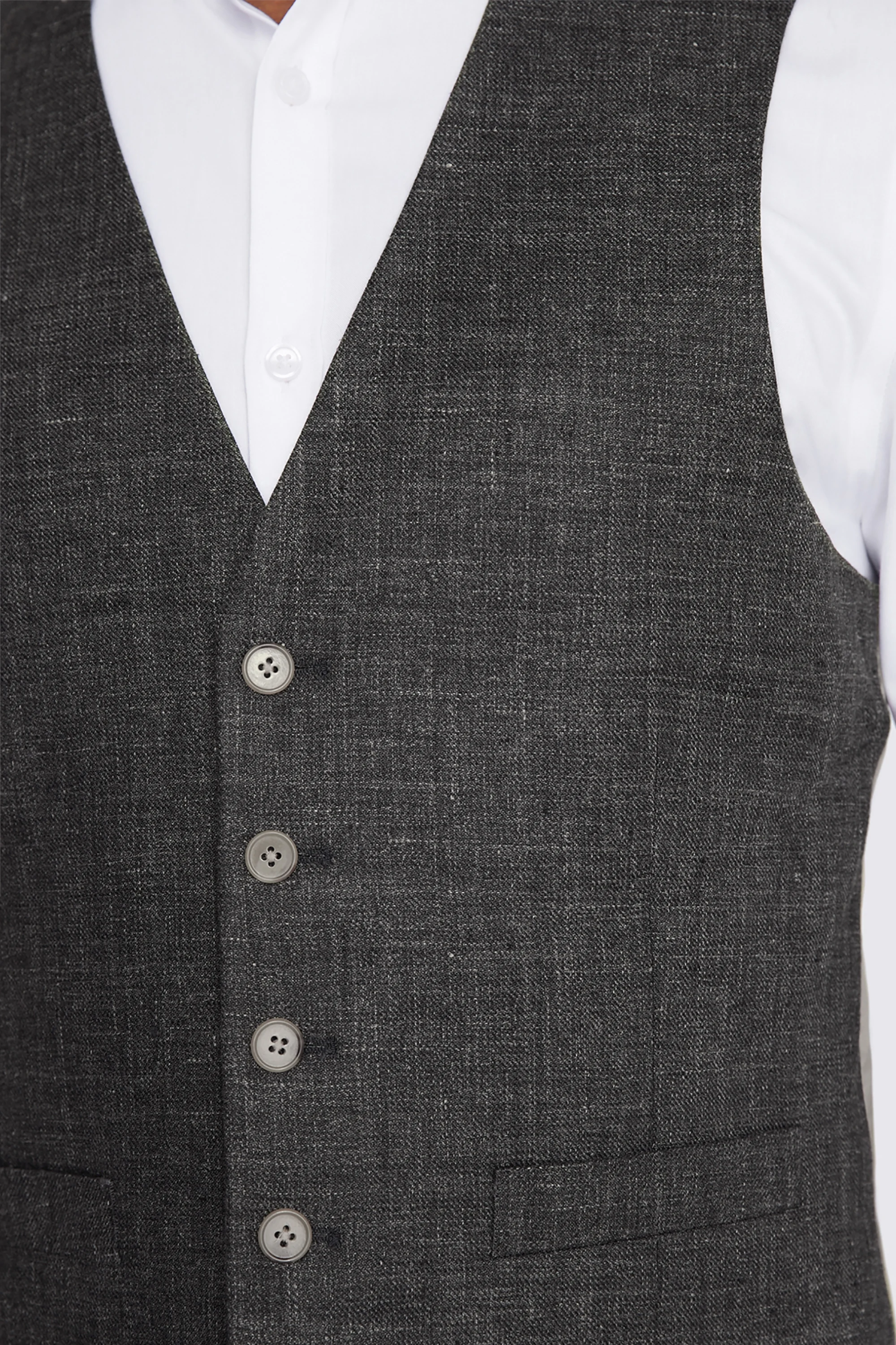 Tailored Fit Khaki Linen Waistcoat   Buy Online at Moss