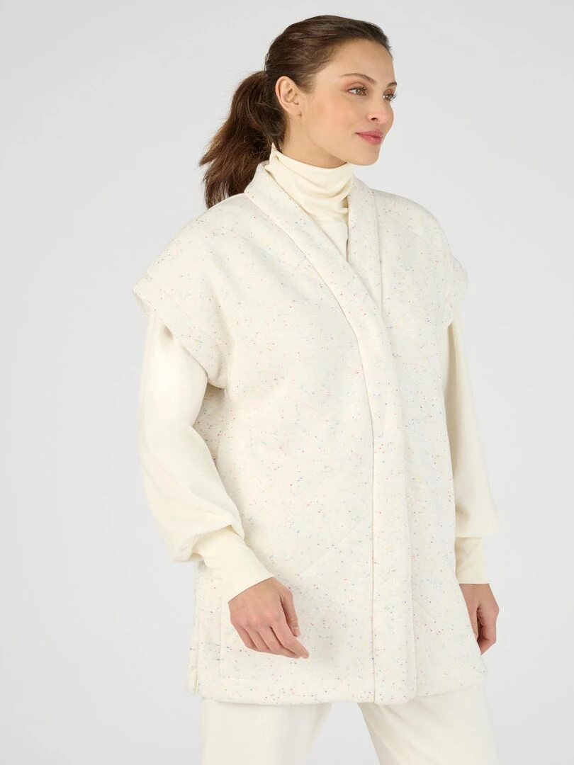 Gilet sans manches maille mouchetée Happy D. by Damart Blanc Ecru