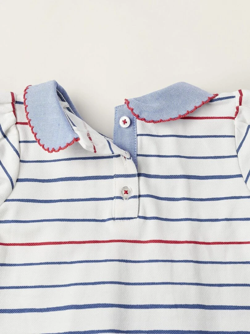 Robe à Rayures pour Nouveau Né manches courtes ATLANTIC COMPANY   Blanc