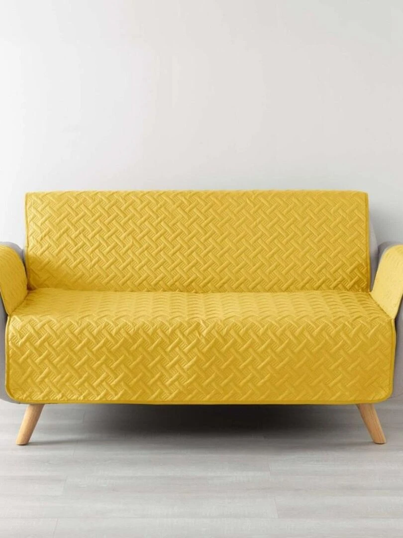 Protège canapé 2 places matelassé 223x179 cm uni Lounge jaune Jaune