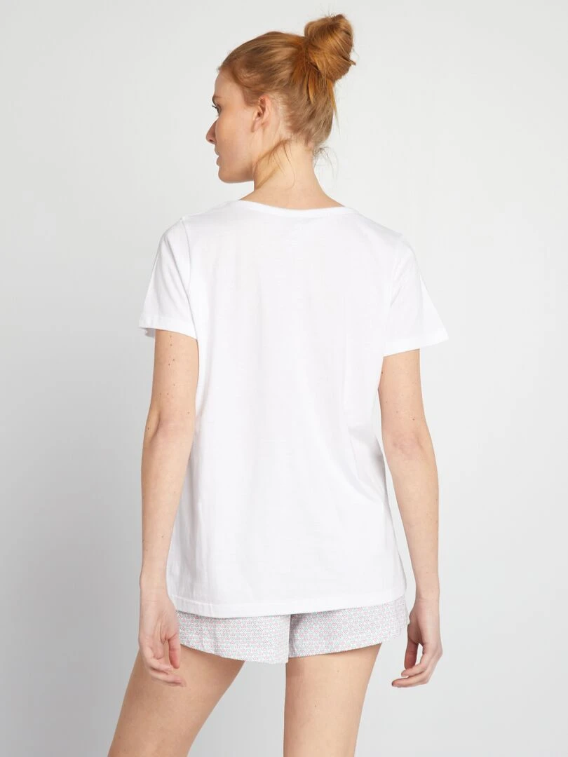 Ensemble de pyjama à message 2 pièces Blanc
