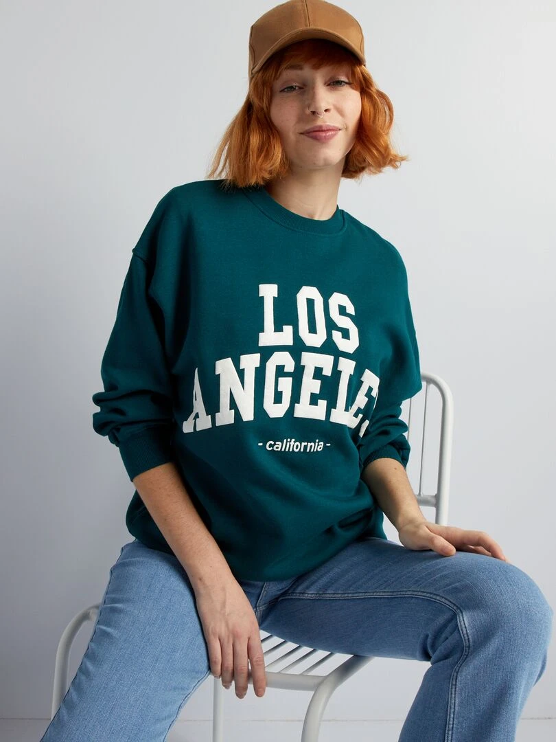 Sweat molletonné à imprimé Vert