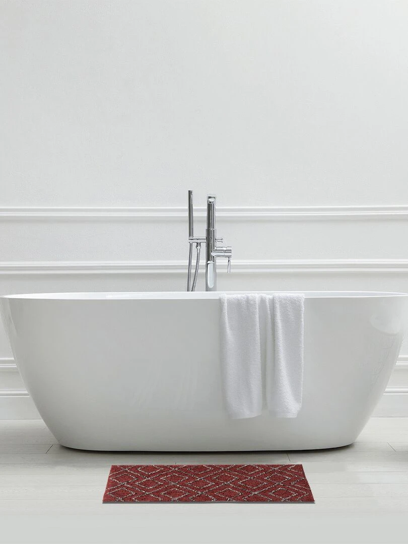 Guy Levasseur Tapis de bain en coton fantaisie terracotta Rouge