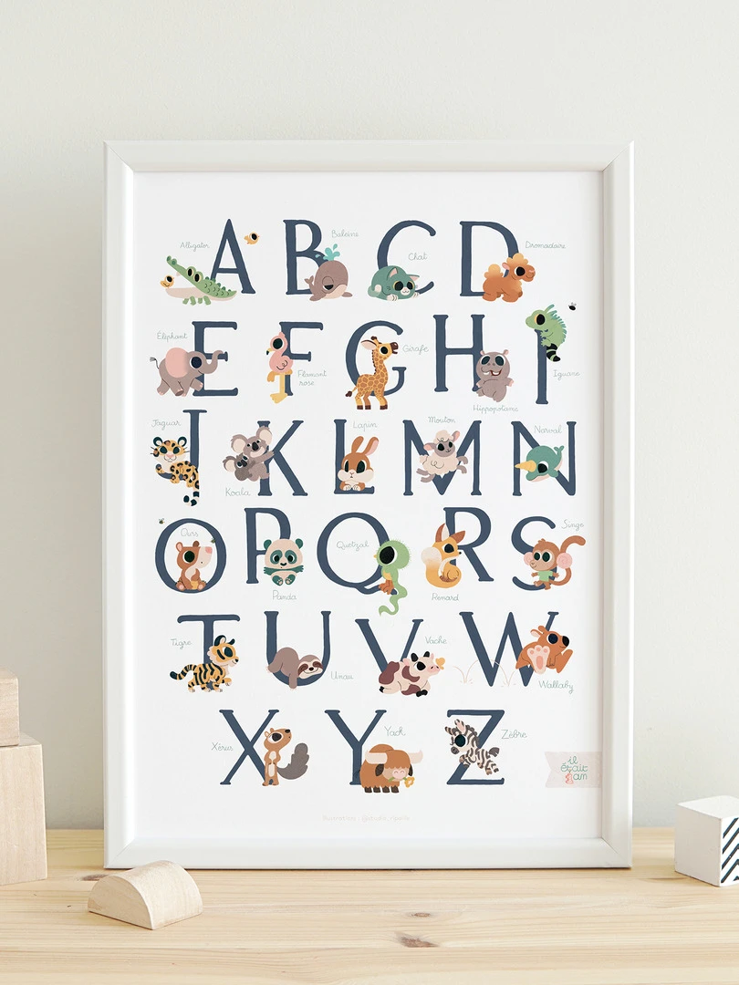 Affiche Abécédaire Des Animaux Blanc