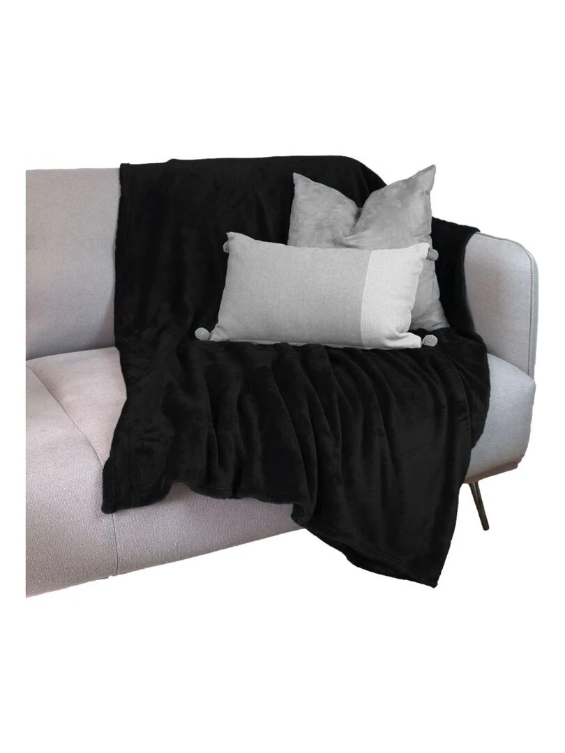 Couverture  plaid polaire en flanelle ultra doux   220 x 240 cm   Vivezen   Noir