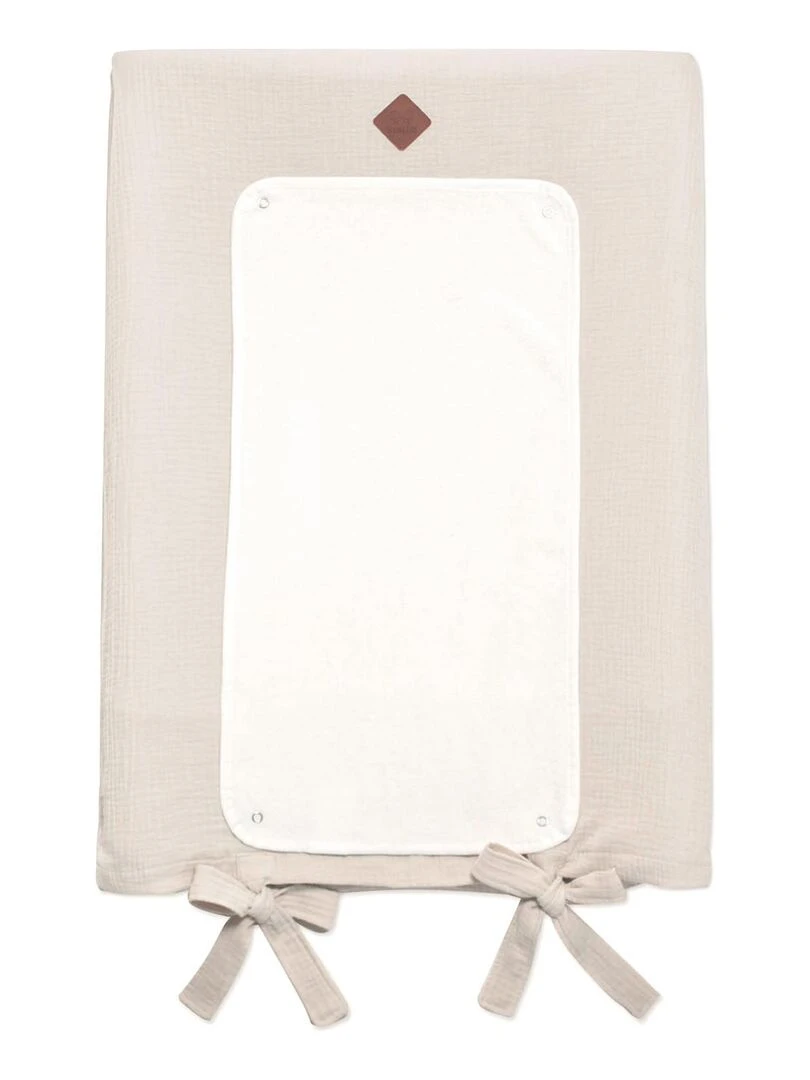Housse de matelas à langer en gaze de coton Jeanne Beige