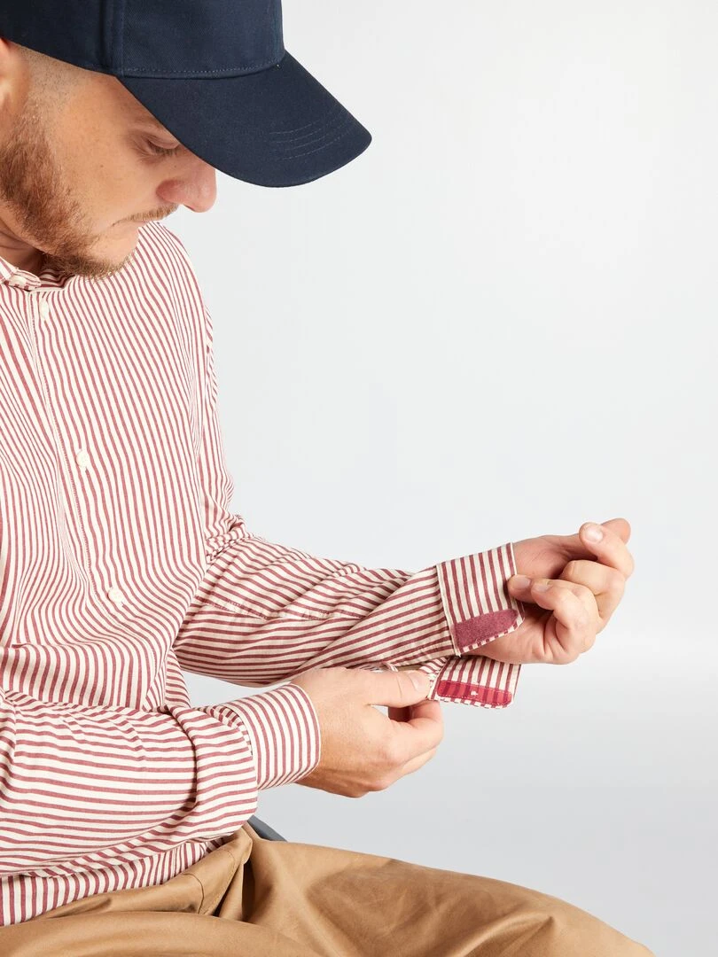 Chemise avec ouverture à scratchs au dos   So Easy   Rouge/blanc