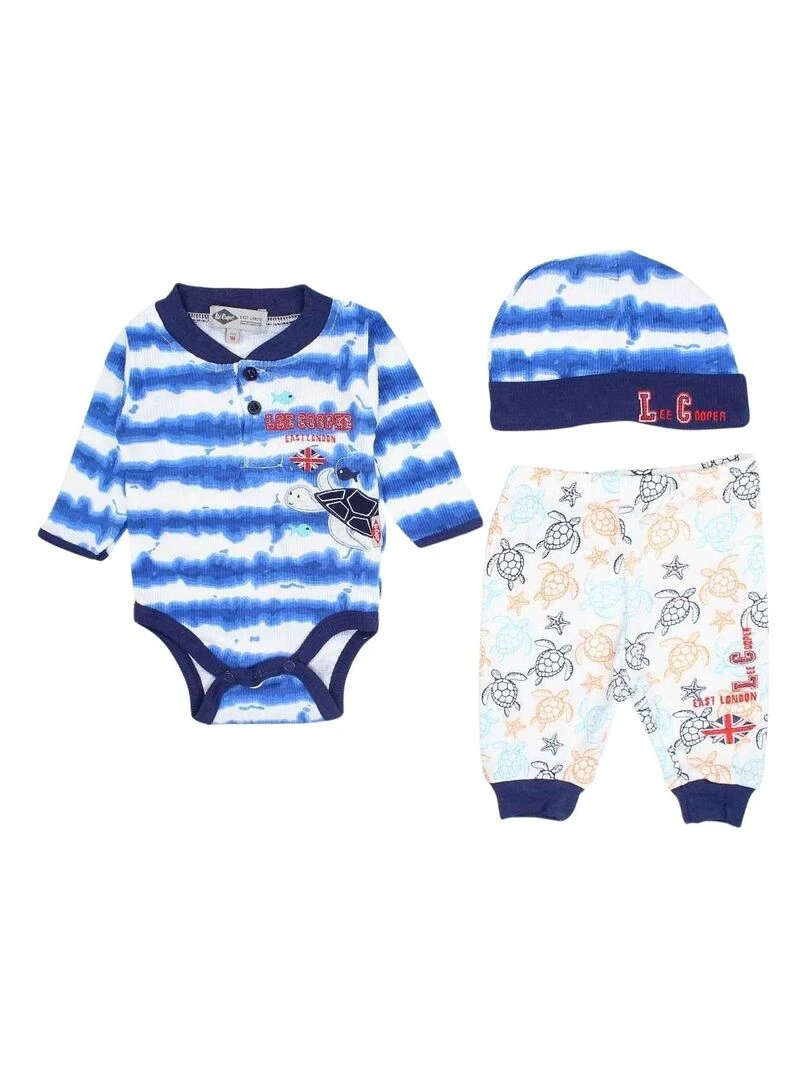 Lee Cooper   Ensemble ​​Body pantalon bonnet bébé garçon Imprimé Logo   Bleu marine