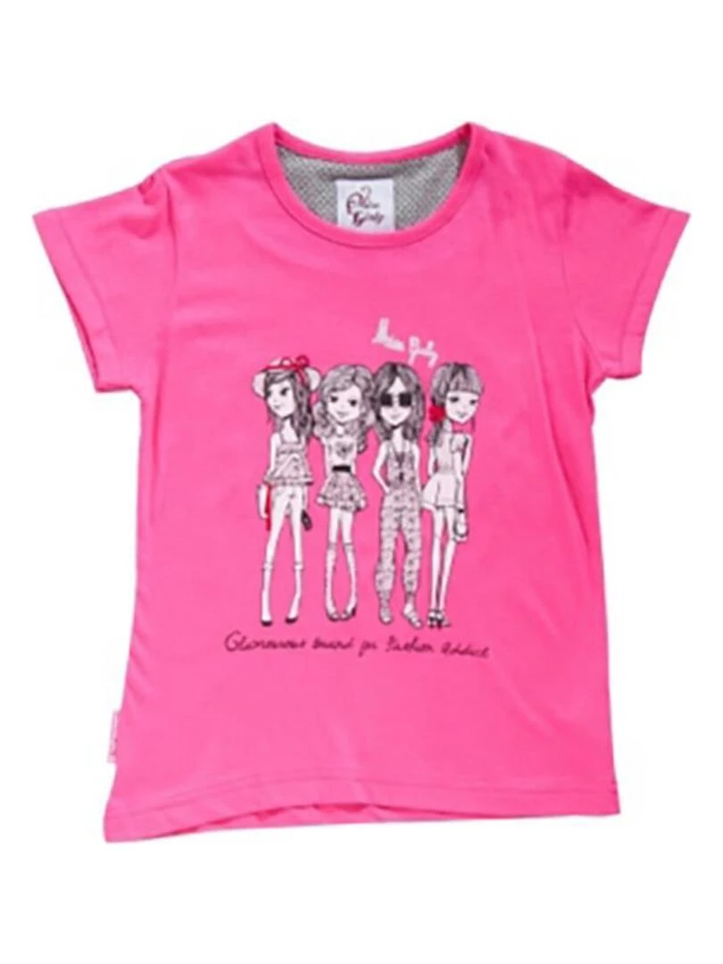T shirt manches courtes fille FRIGIRLY MISS GIRLY Rose