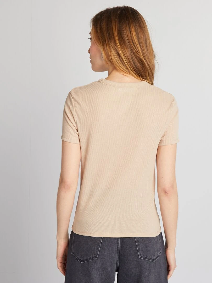 Tee shirt en maille côtelé   Nude