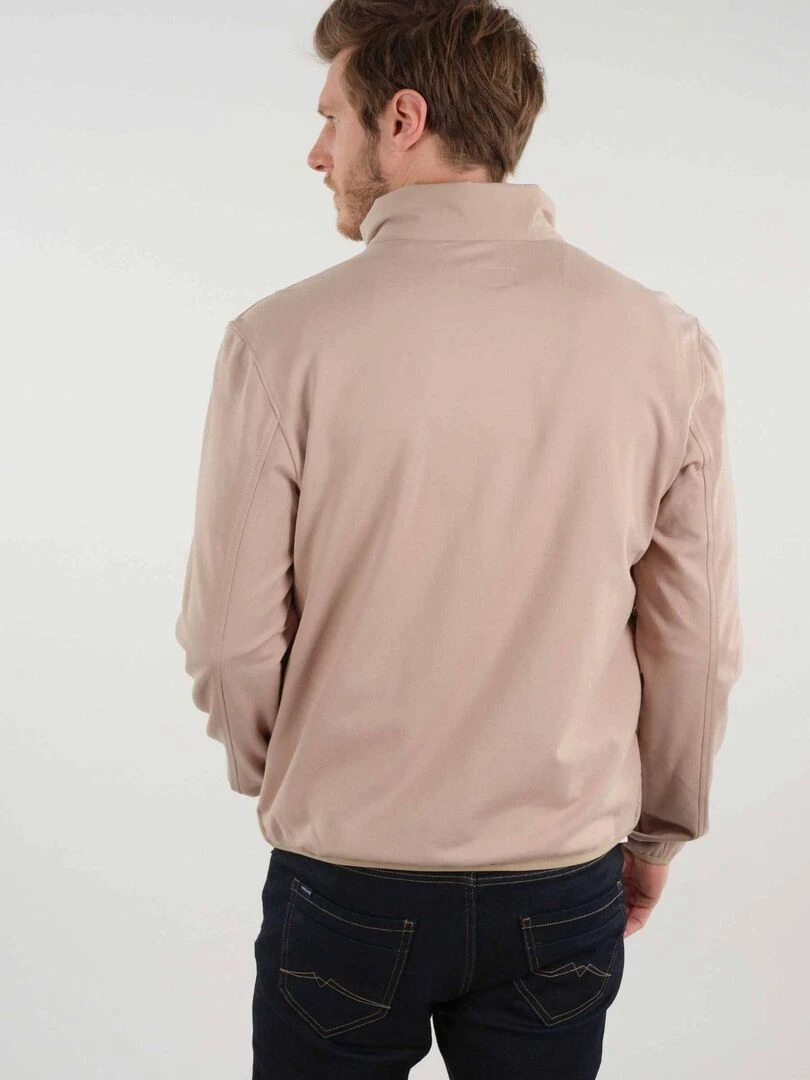 Veste col montant bi matière 'Deeluxe'   Beige gris