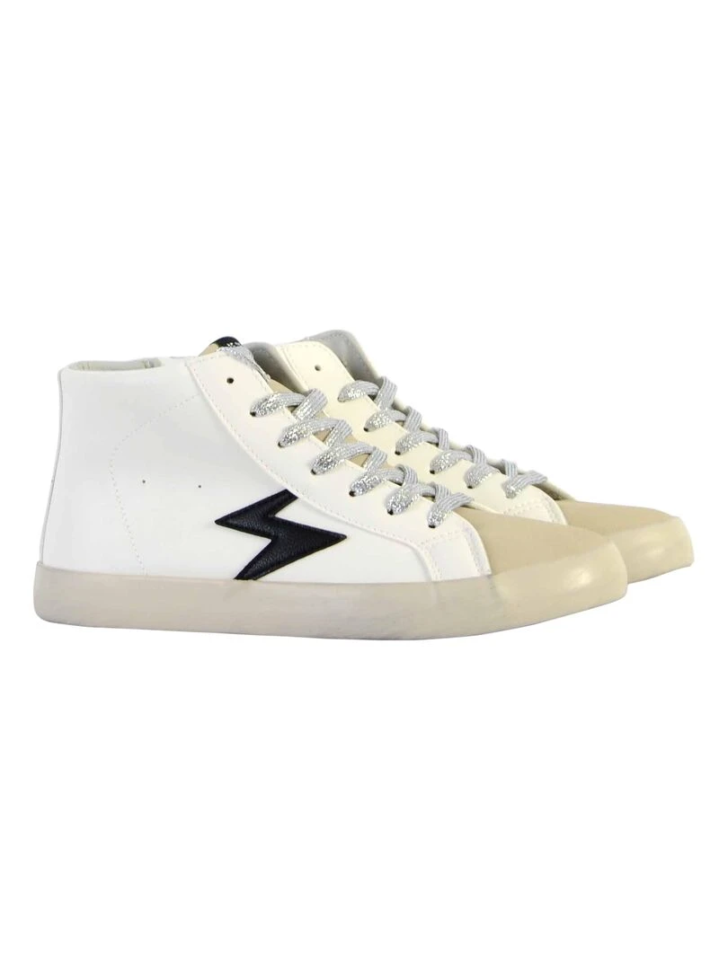 Basket Montante Cuir Le Temps Des Cerises Soho High   Blanc