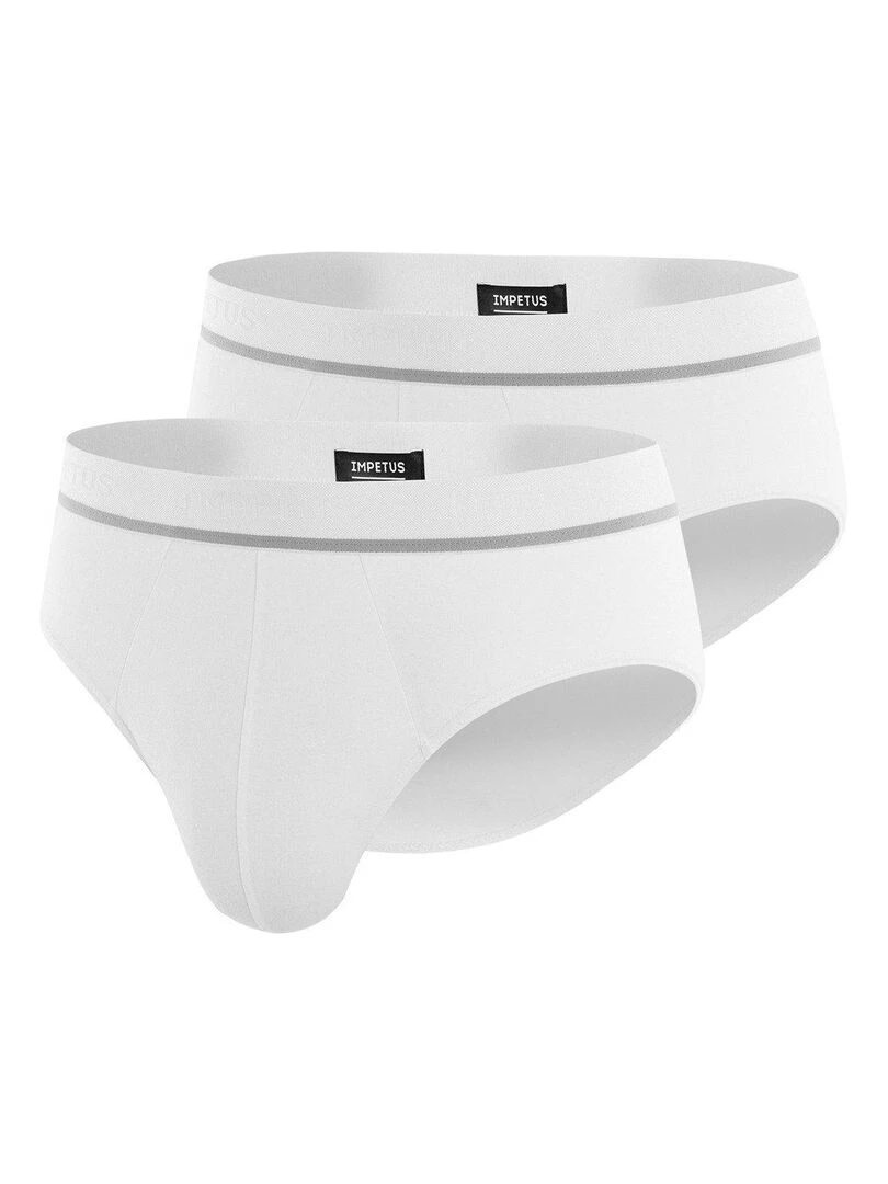 Pack de 2 slips en coton stretch Essentials   Blanc