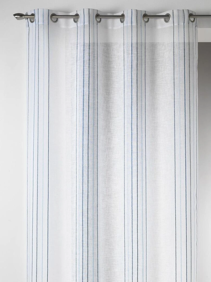 Voilage Design en Etamine à Rayures Verticales Bleu azur