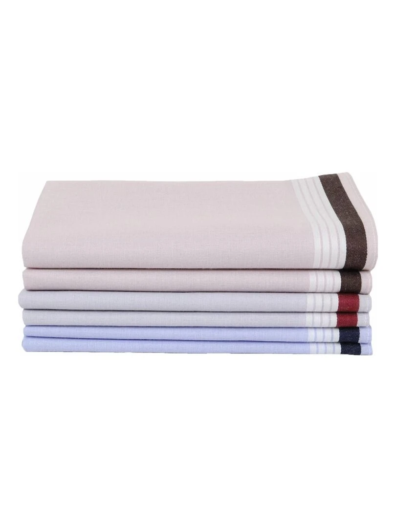 Lot de 6 mouchoirs 100% coton ROMAIN Multicolore