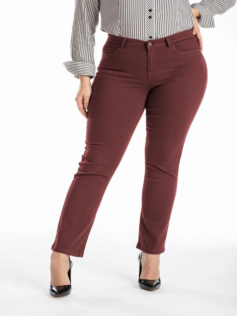Jeans regular stretch twill de couleur OBR11 'OBER' Rouge bordeaux