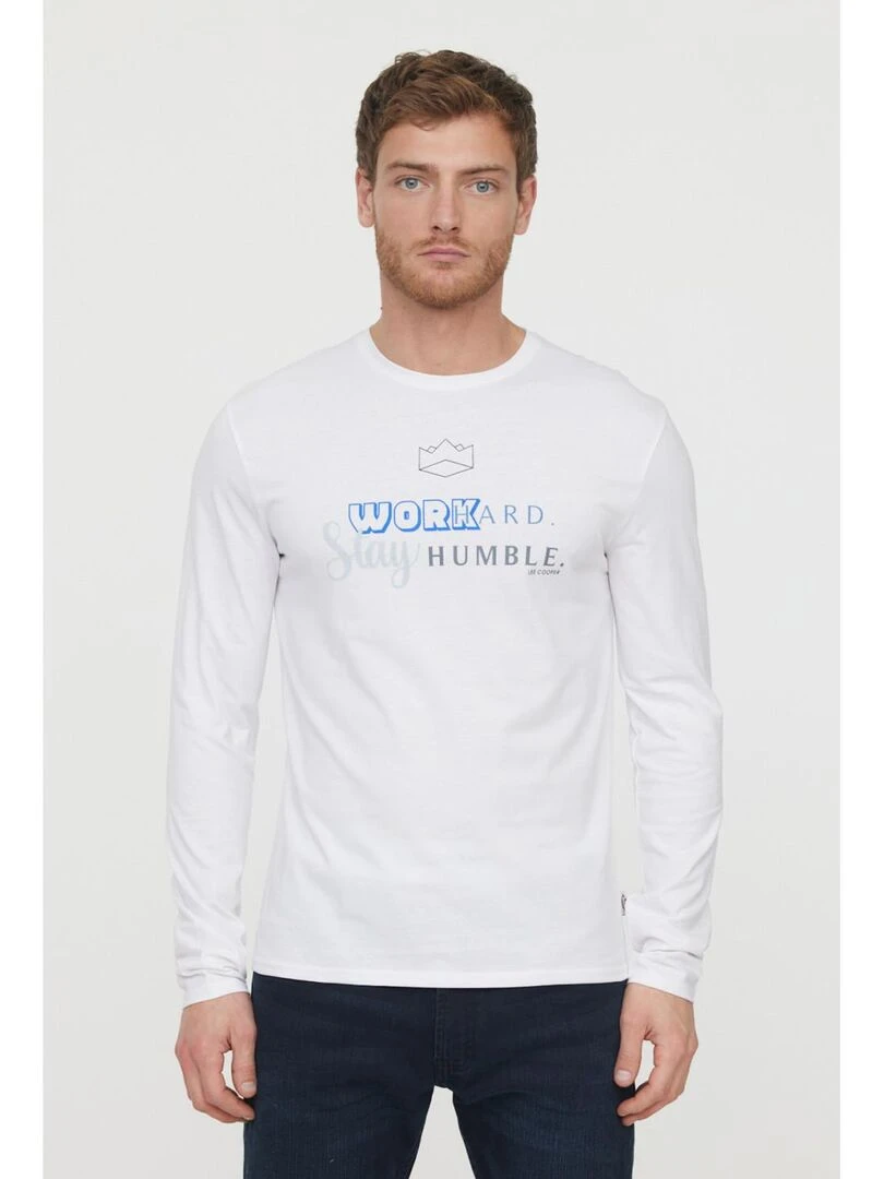 Lee Cooper T Shirt manches longues coton regular ATOF Blanc
