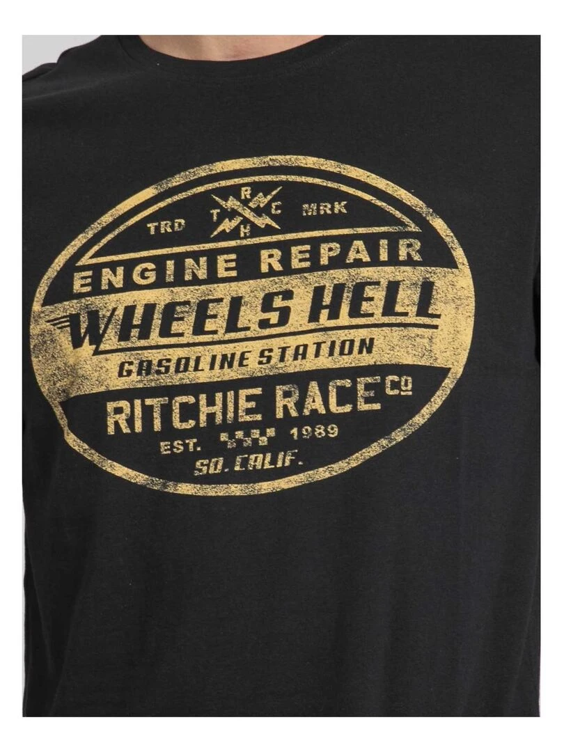 T shirt col rond pur coton JAKOTA   Noir