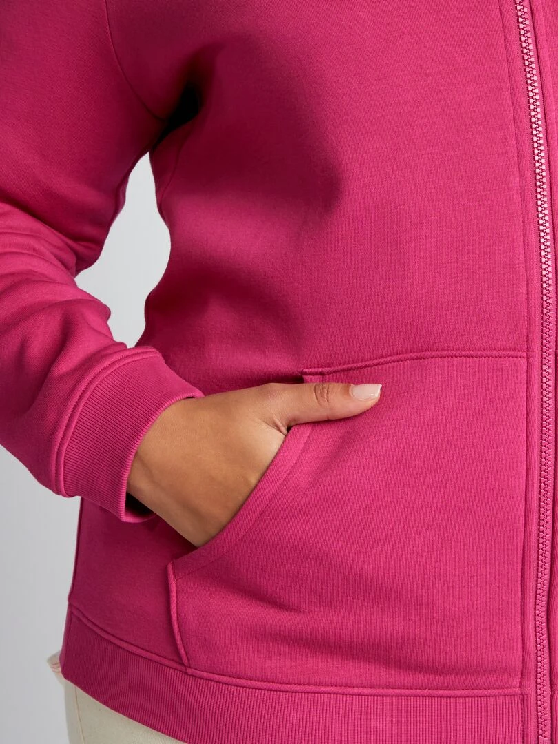 Sweat à capuche en molleton   rose foncé