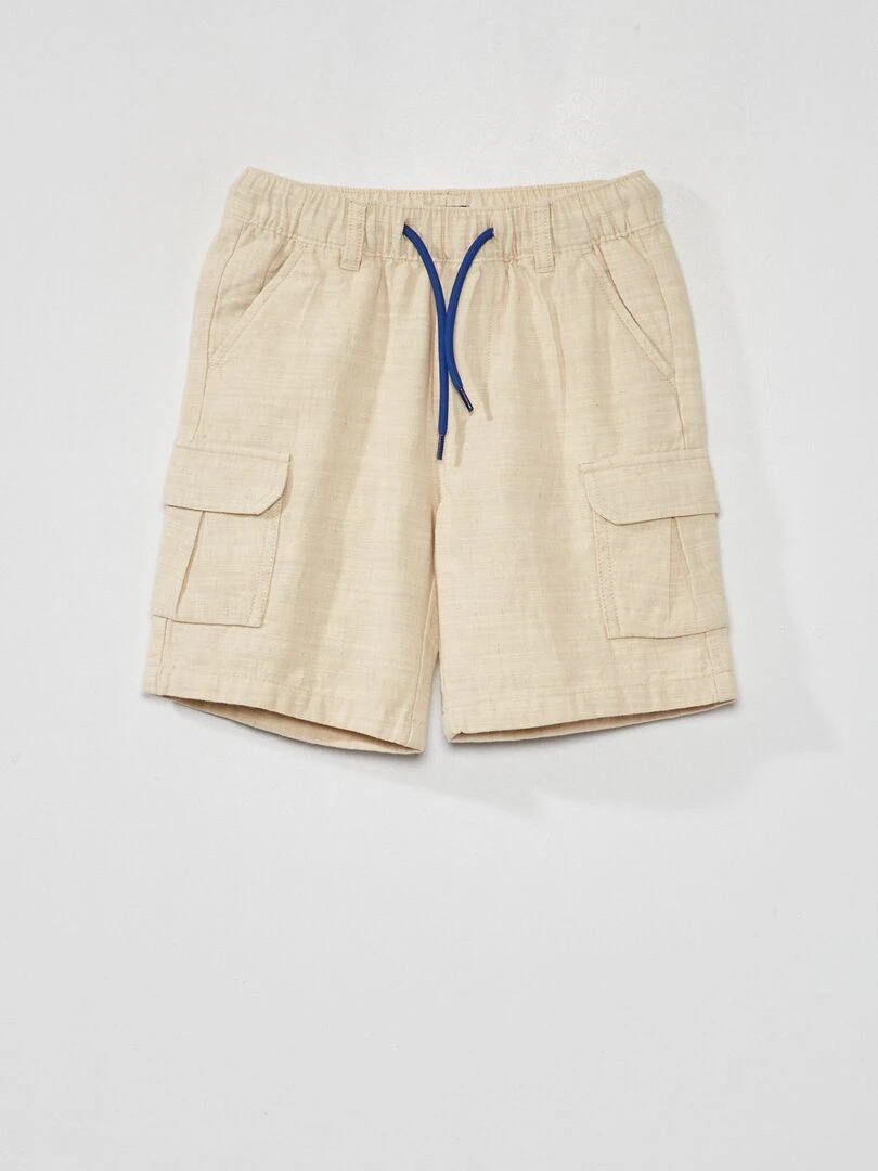 Bermuda uni avec lin Beige