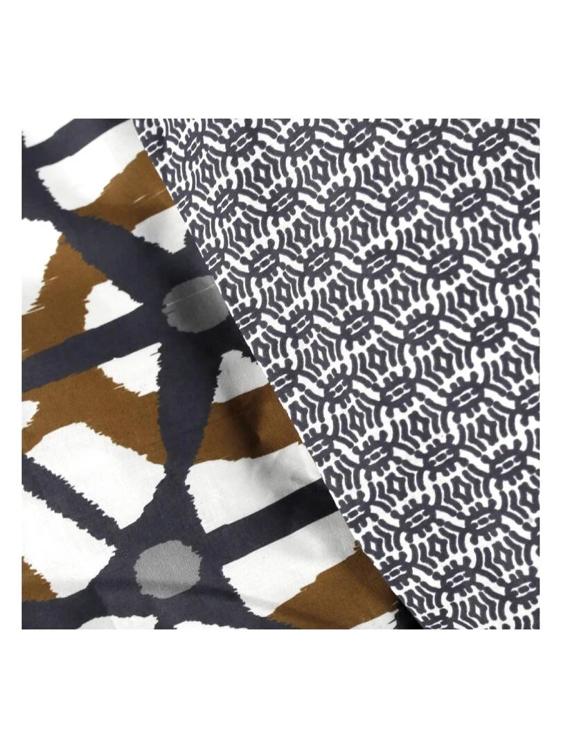 Parure de lit zippée 2 personnes imprimé 'MAWIRA' 'TODAY'   Noir