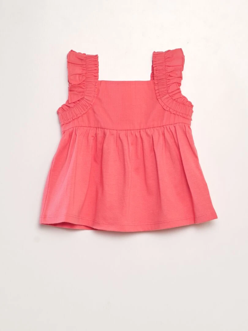 T shirt avec bretelles volantées Rose