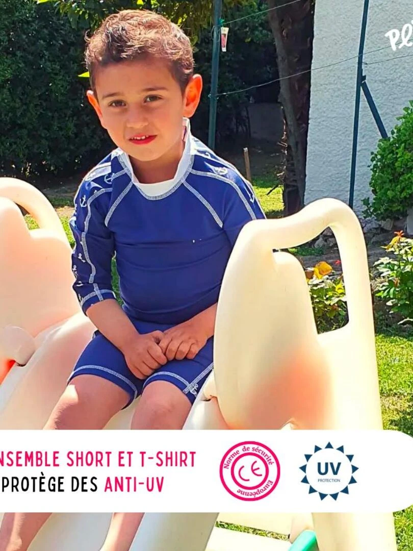 Ensemble Anti UV garçon : Loup Bleu Bleu