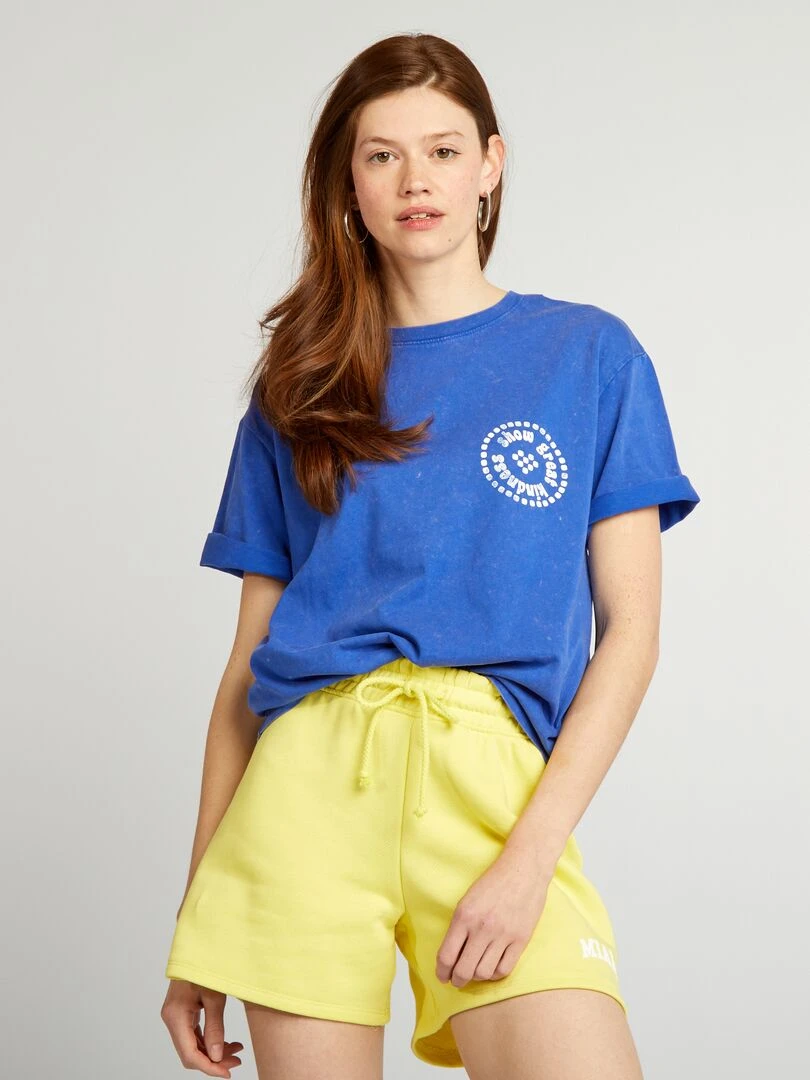 T shirt ample imprimé Bleu