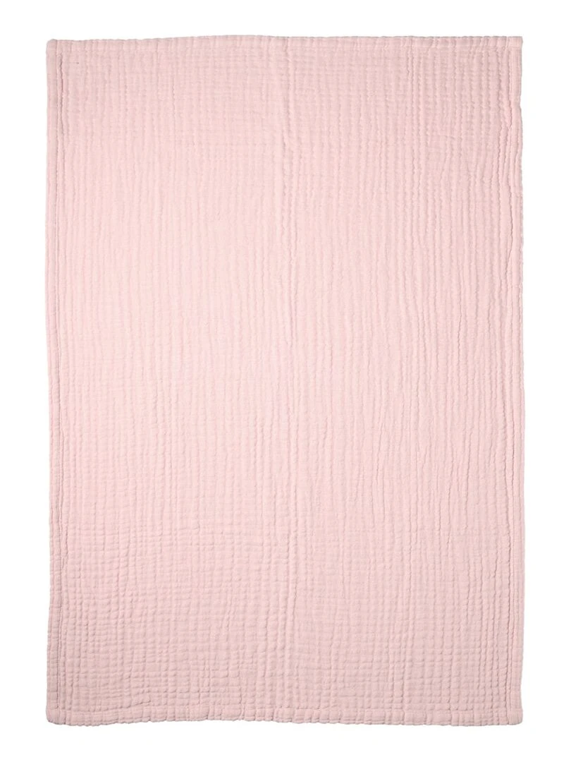 Couverture mousseline bebe grande en coton 90 x 120 cm   Rose