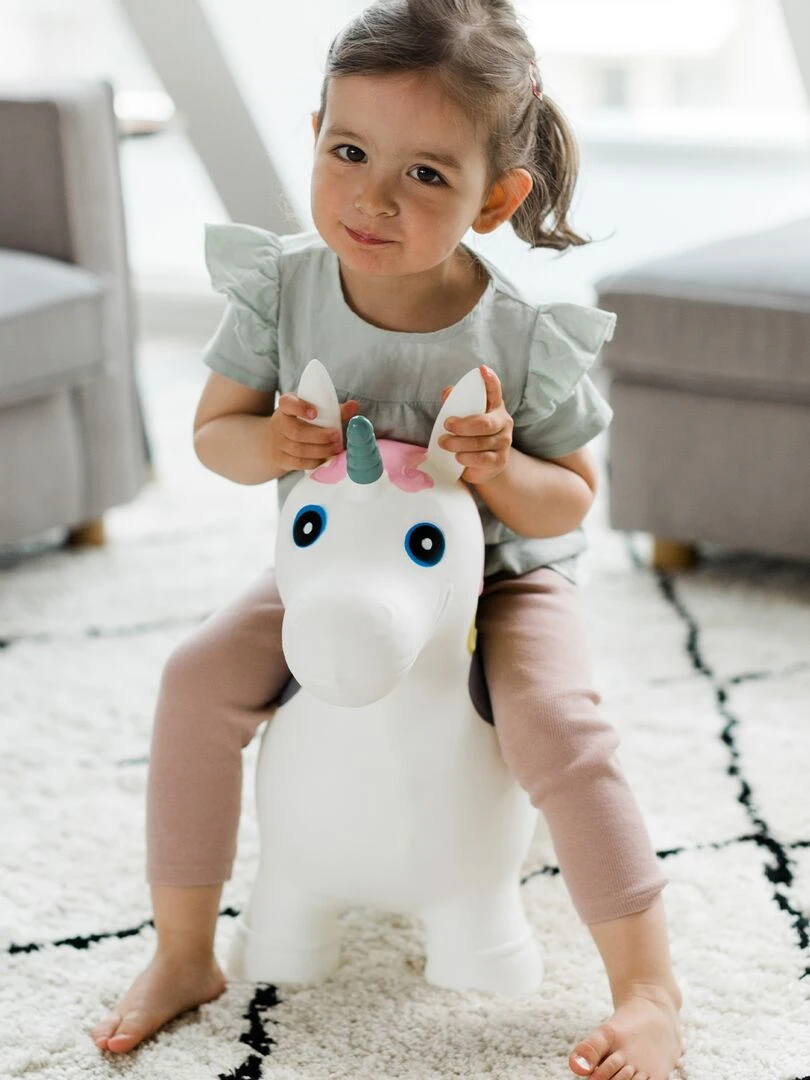 Animal sauteur gonflable en plastique licorne Blanc