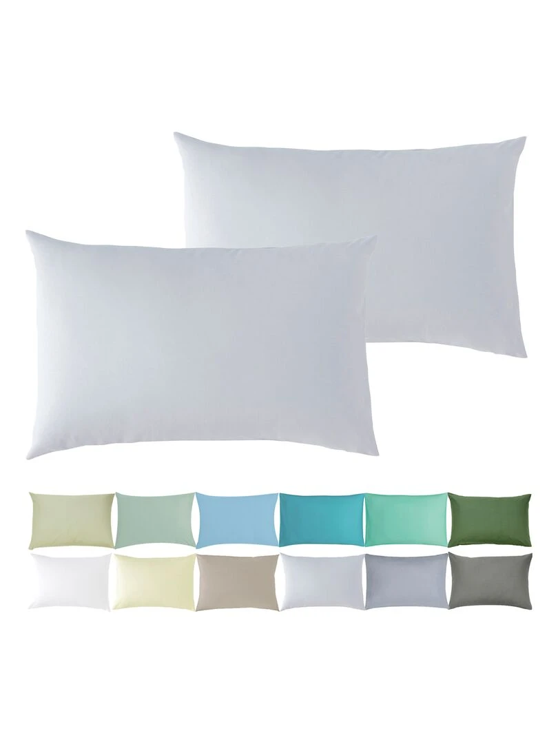 Lot x2 Taies d'oreiller 100% coton Bio 'Ptit Basile' Gris perle