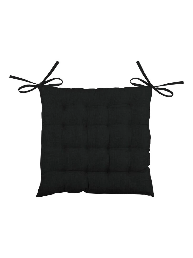 Galette de chaise unie en 16 points Noir