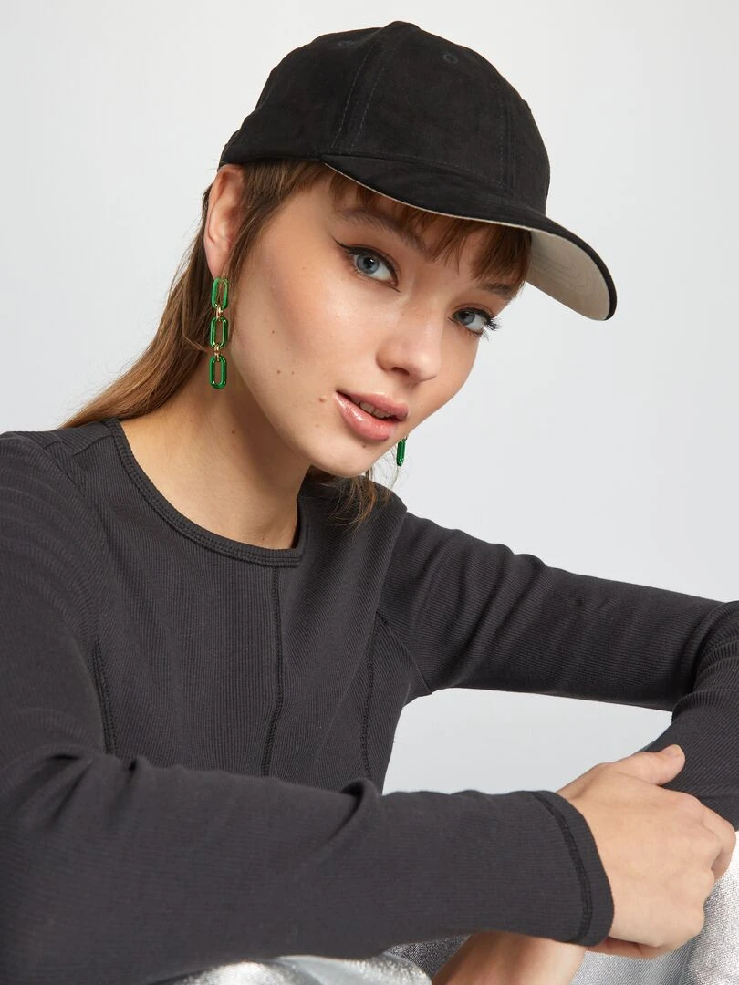 T shirt court à surpiqures apparentes   Gris