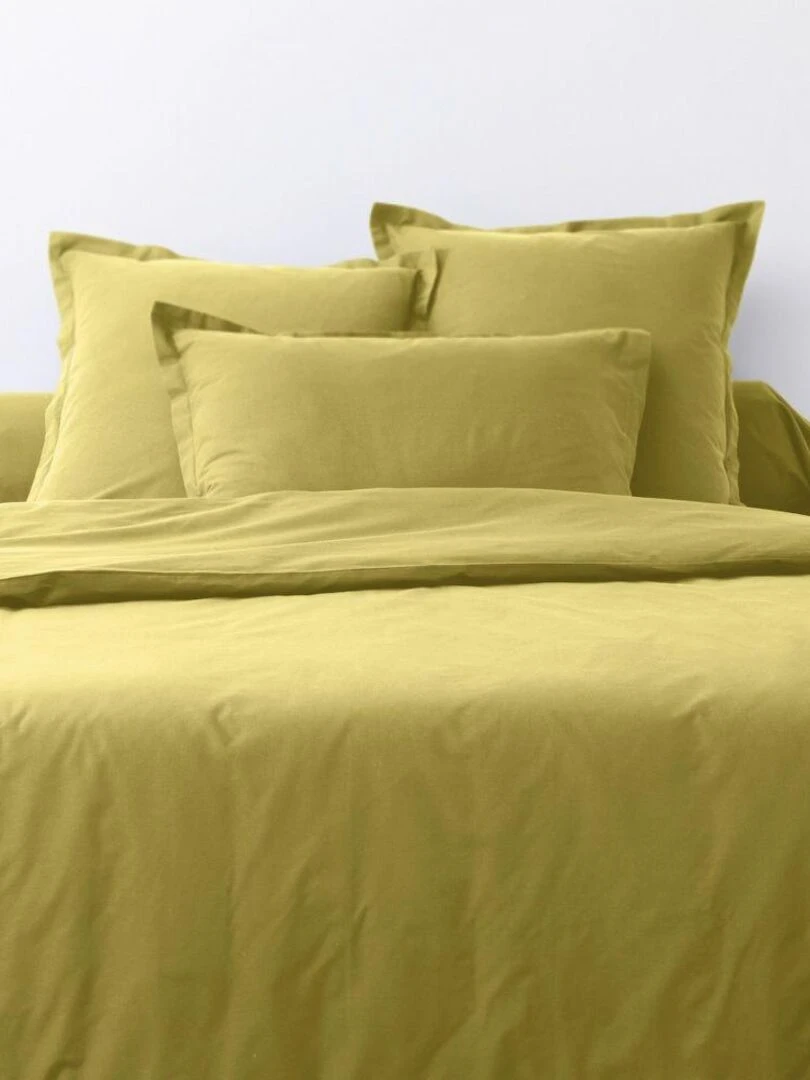Parure de lit coton unie   Jaune or