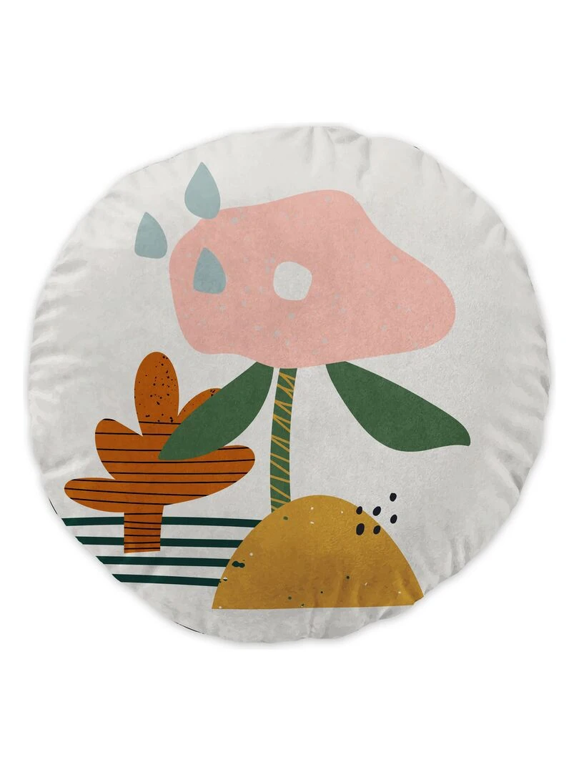Coussin rond dessin d'enfant   Multicolore