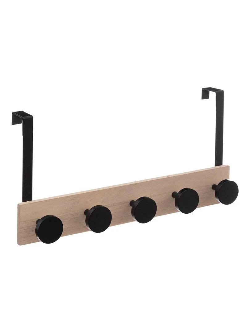 Patère de porte bois 5 têtes noir Noir