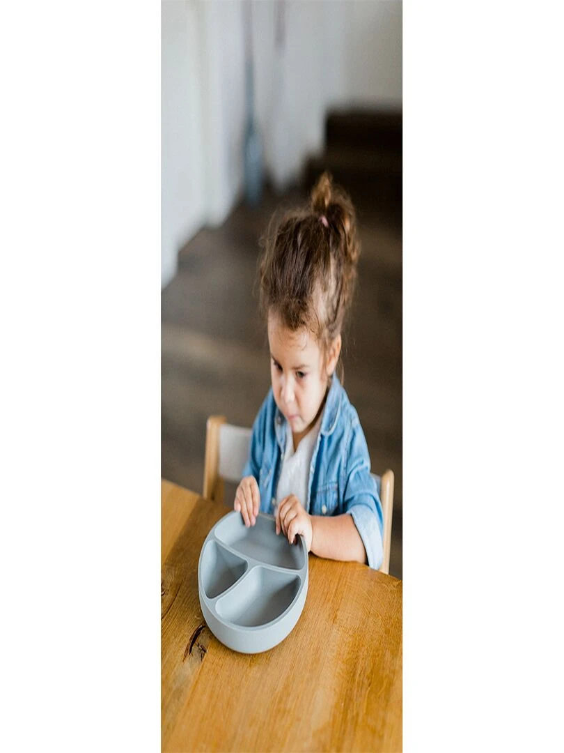 Assiette ventouse en silicone   Gris foncé