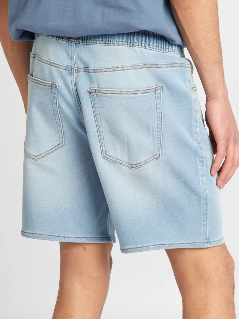 Bermuda en jean à taille élastiquée   Triple stone