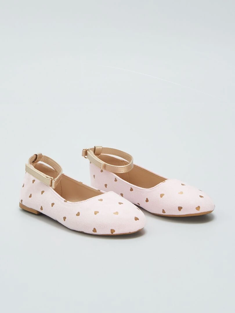 Ballerines motif 'coeurs' dorés Rose/dorée