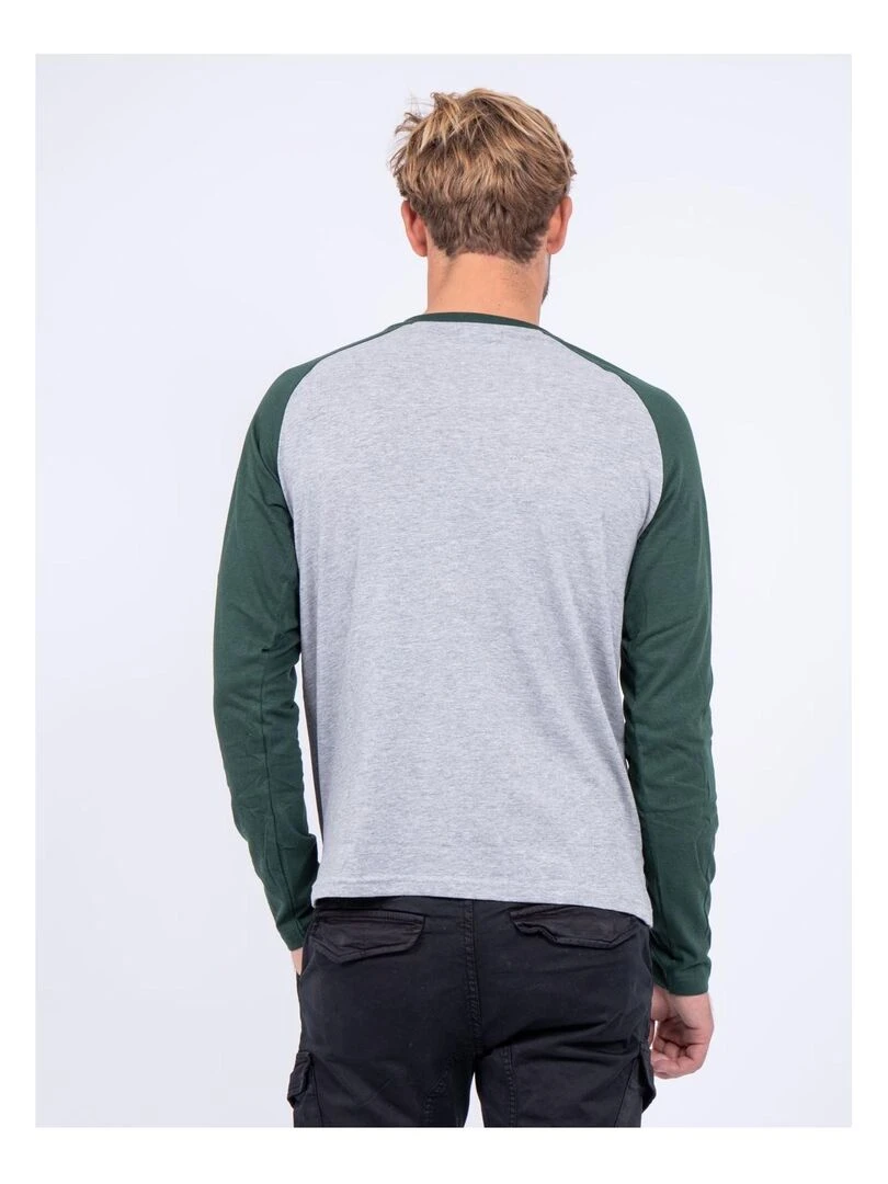 T shirt manches longues col rond pur coton JANDAT Vert